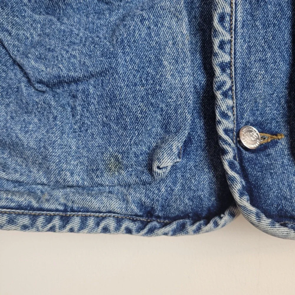 VTG New River Vest Small Blue Denim Quilted Padded Utility Chore Gorpcore Field